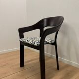 Set of 4 vintage wooden and fabric chairs, 1970