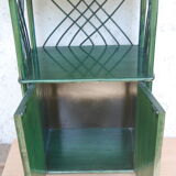 Library bamboo shelf and green woolly rattan