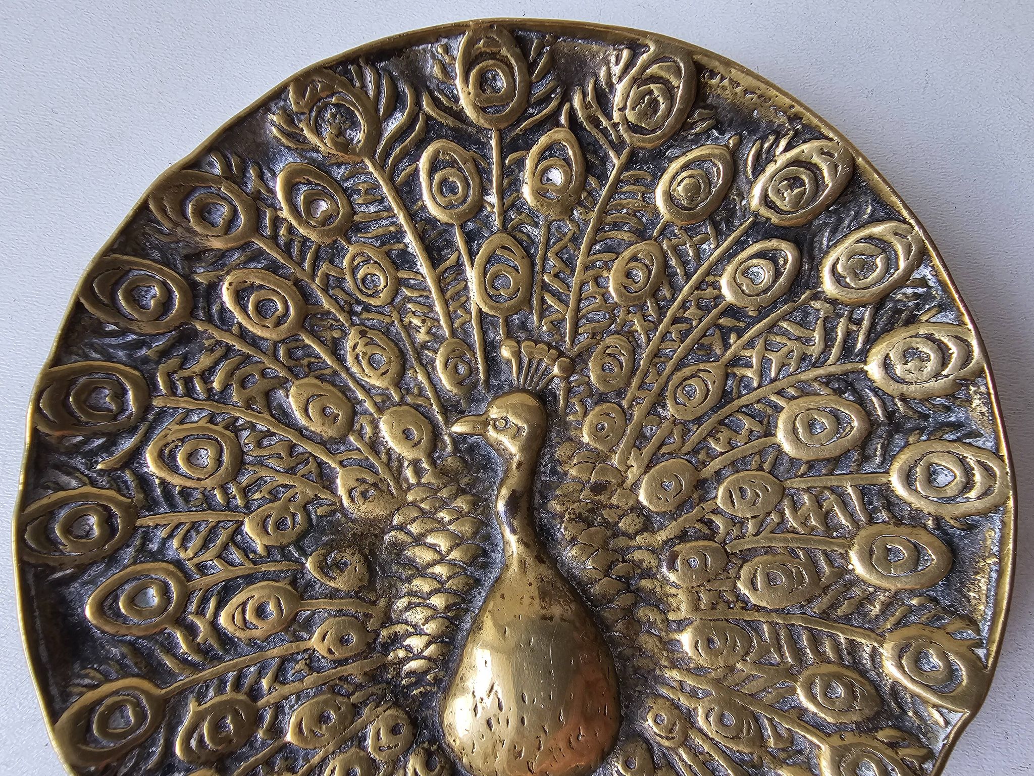 Vide poche / coupelle en laiton - motif Paon