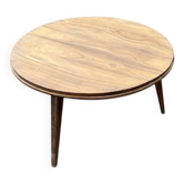 Vintage walnut wood round table — Scandinavian style from the 50s/60s.