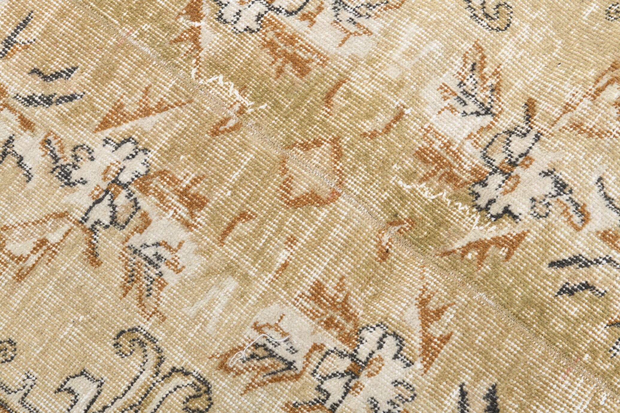 2x10 Beige Brown Floral Turkish Runner Rug, 73x302Cm SK 7009