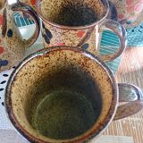 Six stoneware mugs