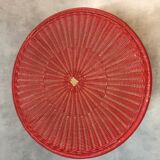 Scoubidou and rattan coffee table