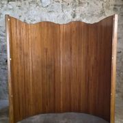 Large French folding screen in pine, room divider, 1950s, attributed to Baumann.