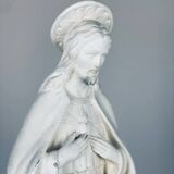 Statue of the Sacred Heart of Jesus signed Guelfi Maucci in marble powder