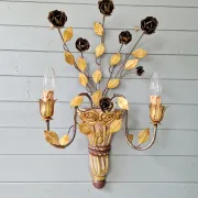 Large Florentine wall sconce, Hollywood Regency, 1960-70.