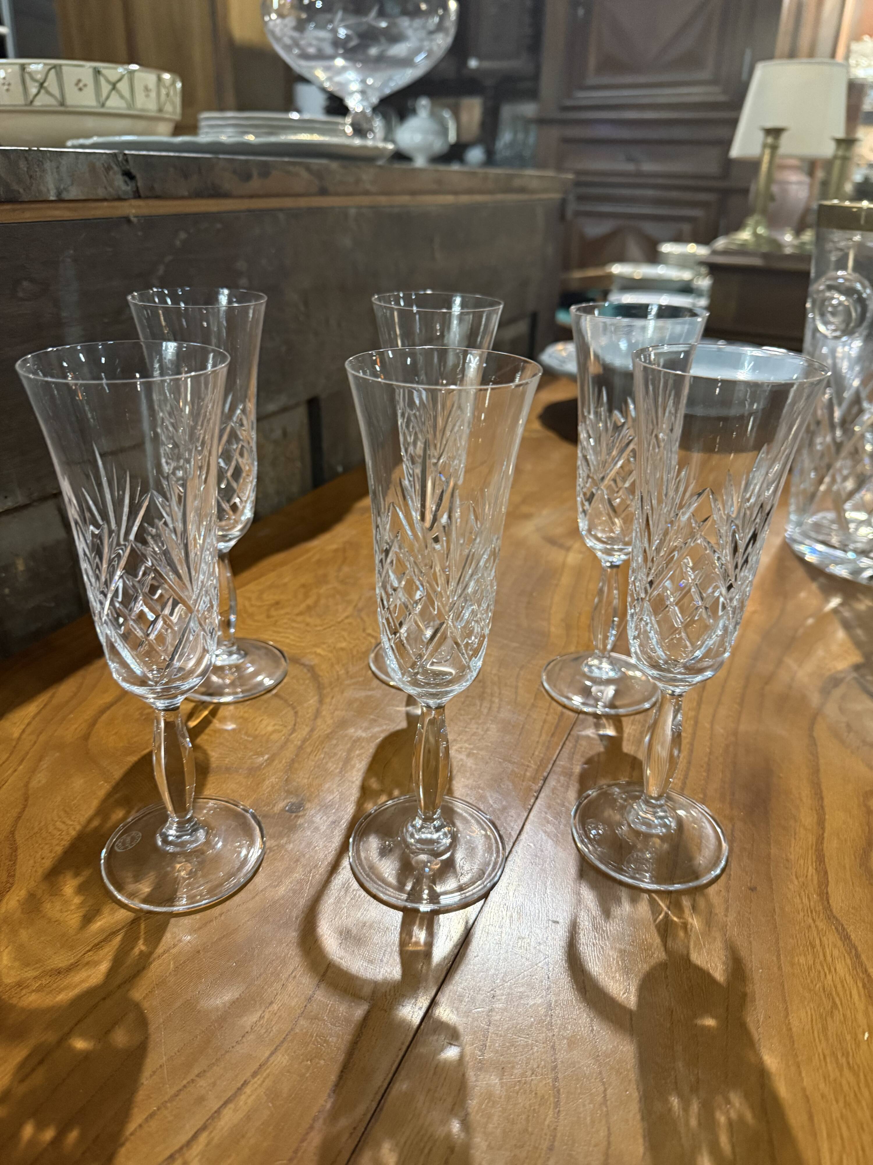 6 etzel crystal champagne glasses