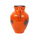 Vase vintage émaillé orange et bleu d'Allemagne de l'Ouest Carstens 116-2L