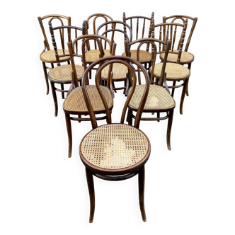 Lot de 10 Chaises bistrot Thonet Fischel restaurant dépareillées dismatch b