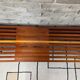Vintage brutalist bench in solid teak with slats – 1970s