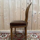 Set of 6 Louis XVI medallion chairs in wood and caning.