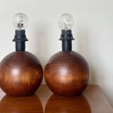 3 wooden ball lamp bases.