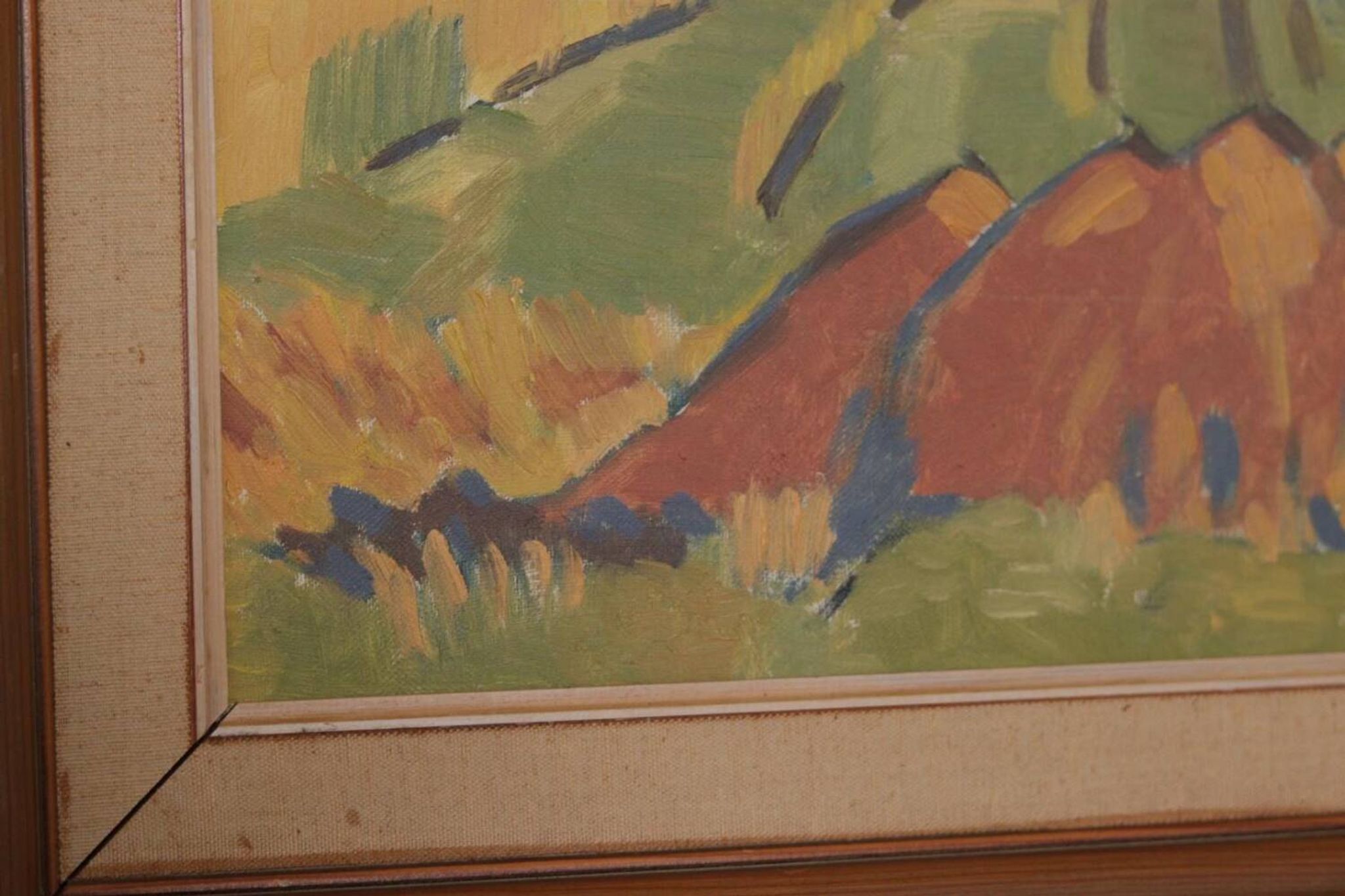 Huile sur toile originale suédoise – “Landskap” – Vintage et encadrée