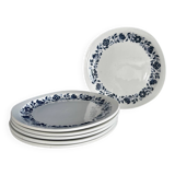 Set of 6 Sarreguemines Pyroblan flat plates - Porcelain with floral pattern