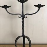 Pair of wrought iron candlesticks