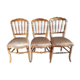 Set of 3 gilded chairs in Napoleon III style - Stamped Faubourg Saint Antoine