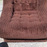 Pair of chauffeuse + pouf vintage fleece fabrics