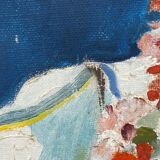 Huile sur toile signe caulant a identifier nature morte aux fleurs