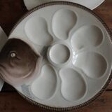 Assiettes à huîtres forme poisson faïence Longwy