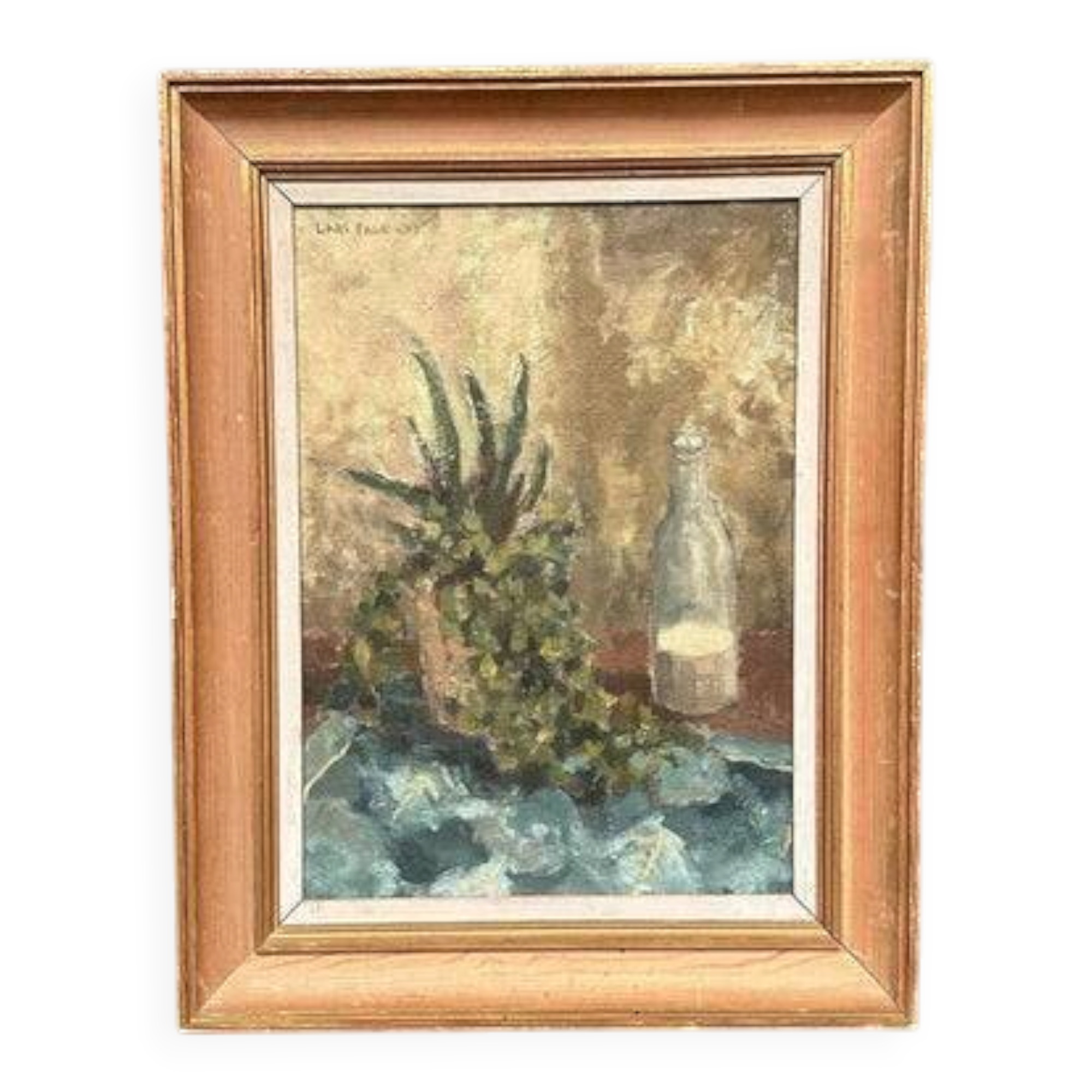 Original Swedish Oil on Panel – “Still Life with Glass Bottle” by Lars Falk