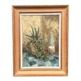 Huile sur panneau d'origine suédoise – « Nature morte avec bouteille en verre » par Lars Falk