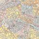 Old map of Paris, late 19th century