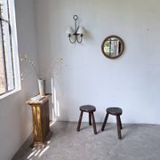 Pair of tripod stools in oak