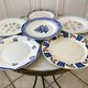 Set of 6 flat plates mismatched Digoin Sarreguemines