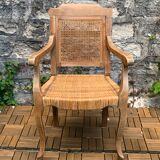 Barber's armchair in wood cannage and straw 1900