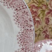 Large deep iron earth plate or small old round hollow dish Moulin des loups Dentelle model