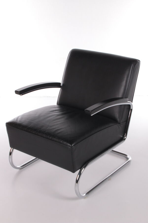 fauteuil Modèle S411 cuir noir Thonet Des Années 1980