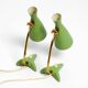Pair of beautiful green Mid Century Modern Diabolo crow's foot table lamps