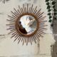 Miroir soleil vintage en rotin