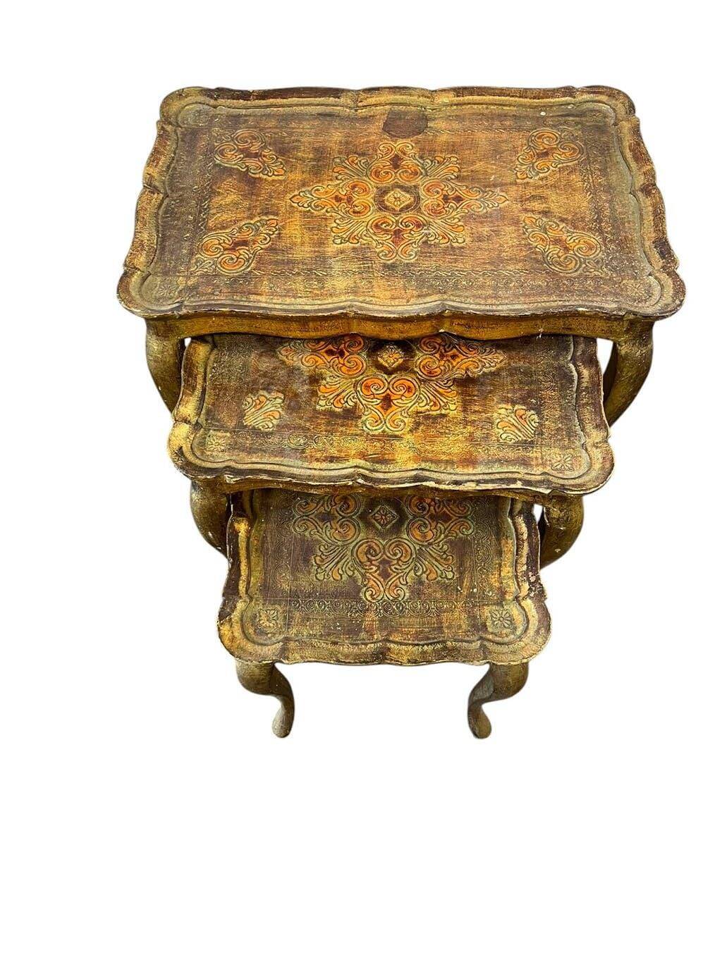 Set of 3 vintage Florentine nesting tables.