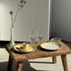 Set of 2 large plates with yellow rim, brand 12.