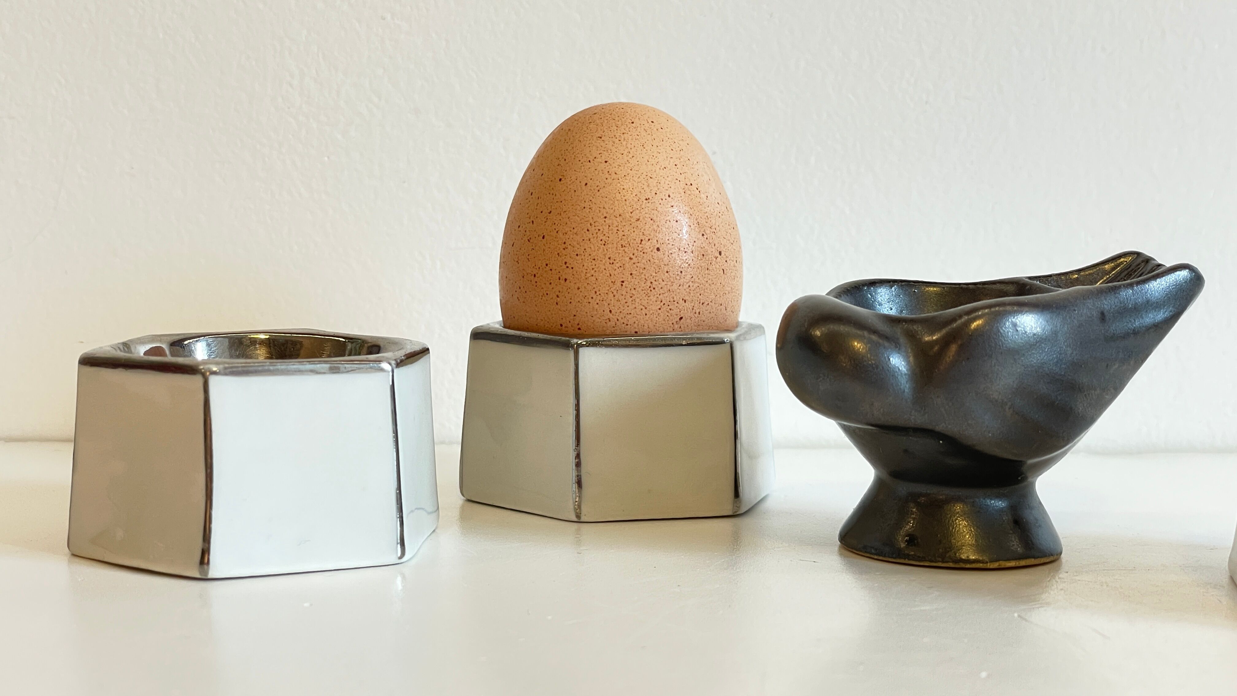 4 eggcups in ceramic period art deco