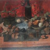 HSP painting "Japanese still life" Expressionist signed JM Richard 1957