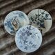 3 mismatched antique flat plates in ironstone