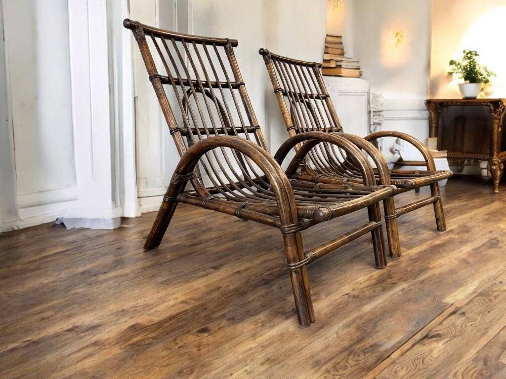 2 fauteuils vintage en rotin