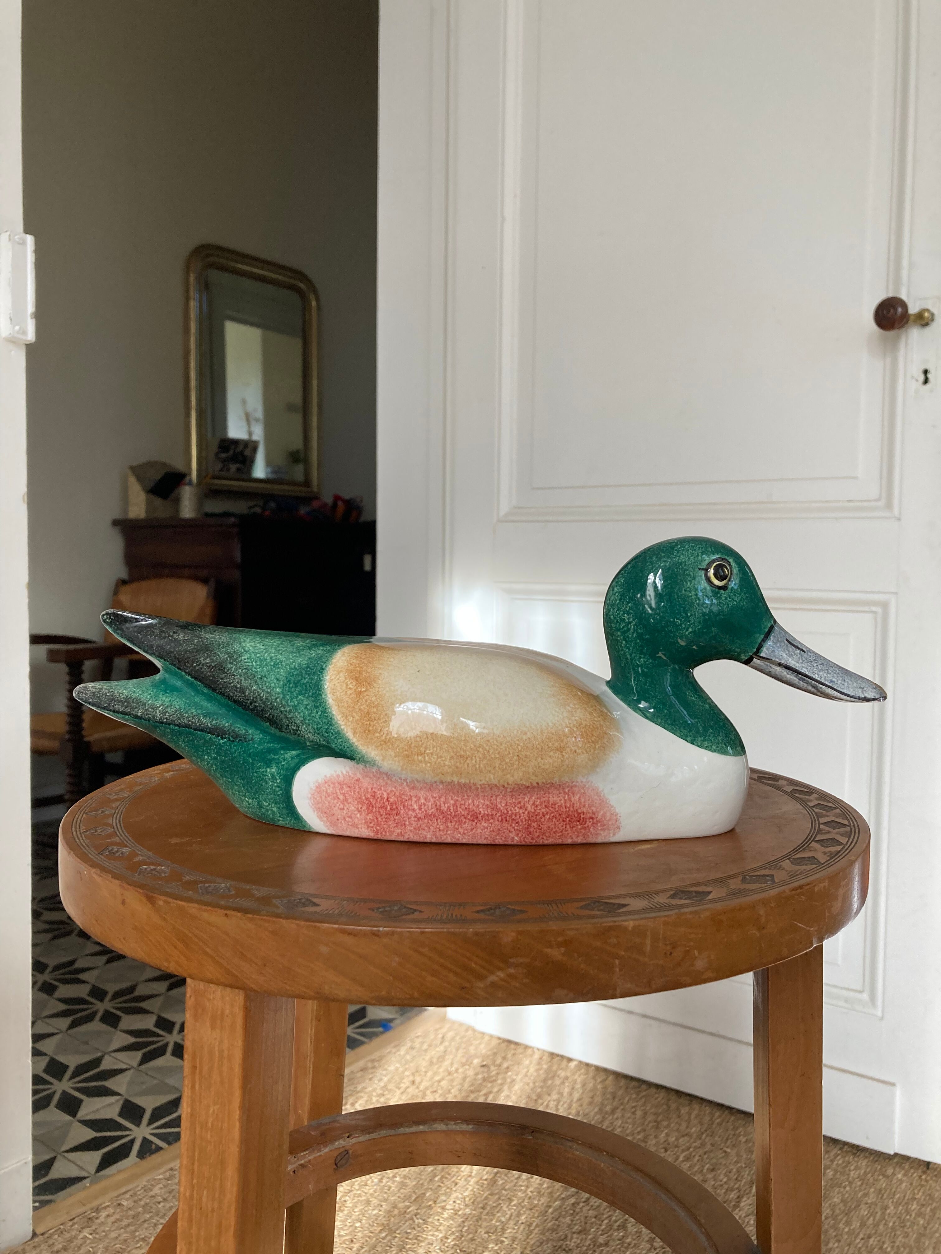 Duck Colbert vintage glazed ceramic sculpture