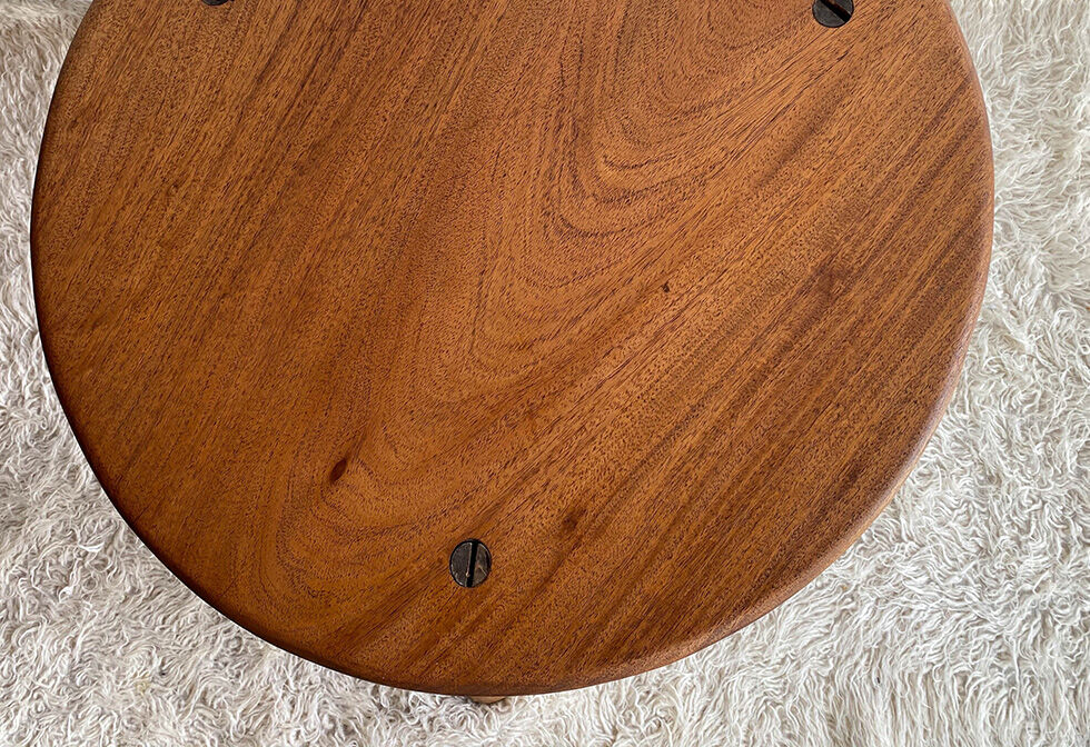 Brutalist wooden round table