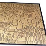 Rectangular Golden Brass and Black Varnished Metal Coffee Table by G.Urs