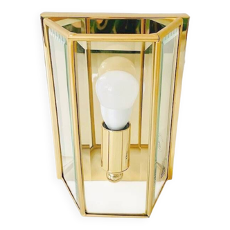 Vintage Hollywood Regency Wall Lamp in Solved Glass and Gold