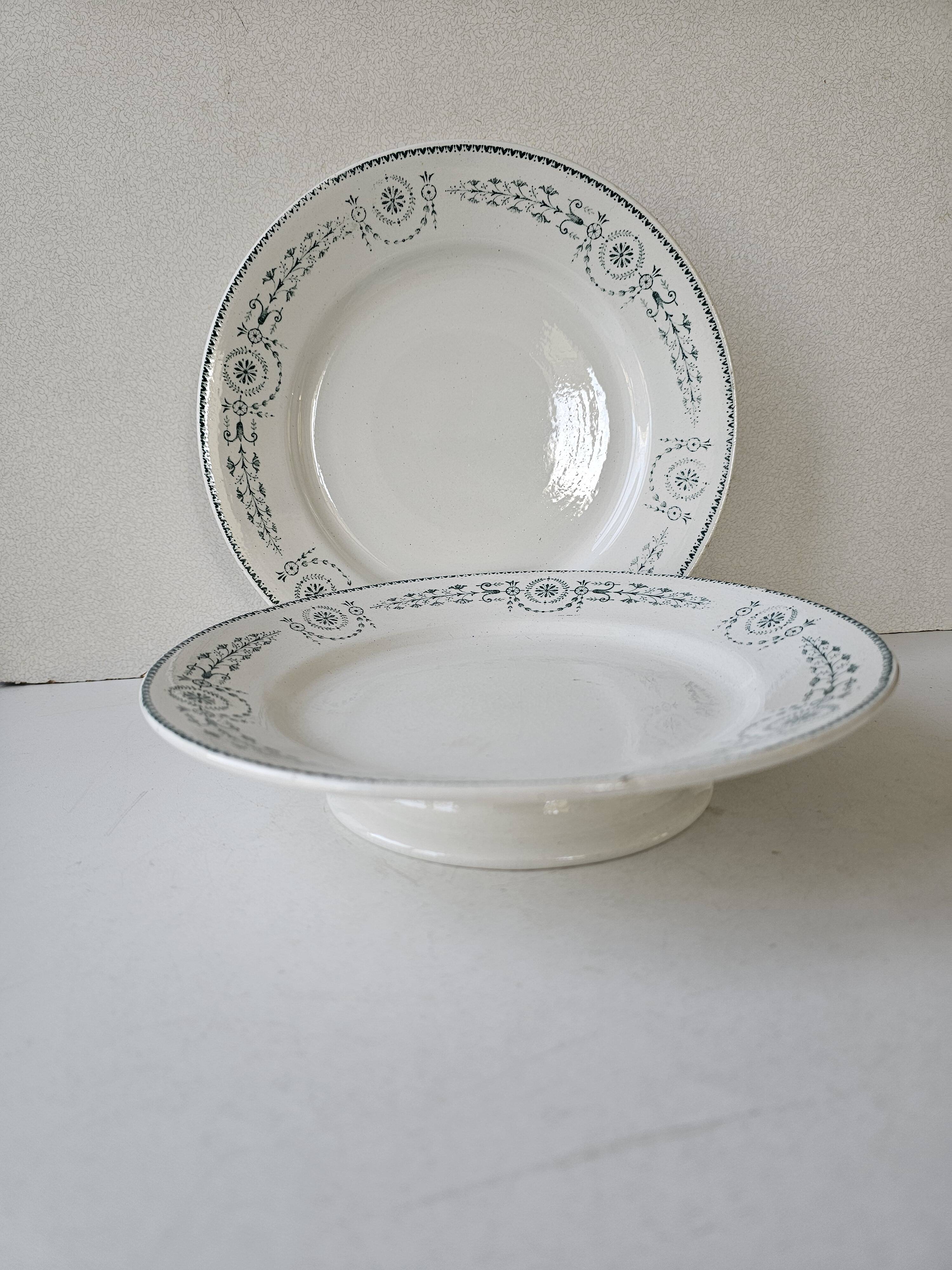 Set of 8 plates, 2 dishes, 2 compotiers - KG Lunéville Laetitia decoration