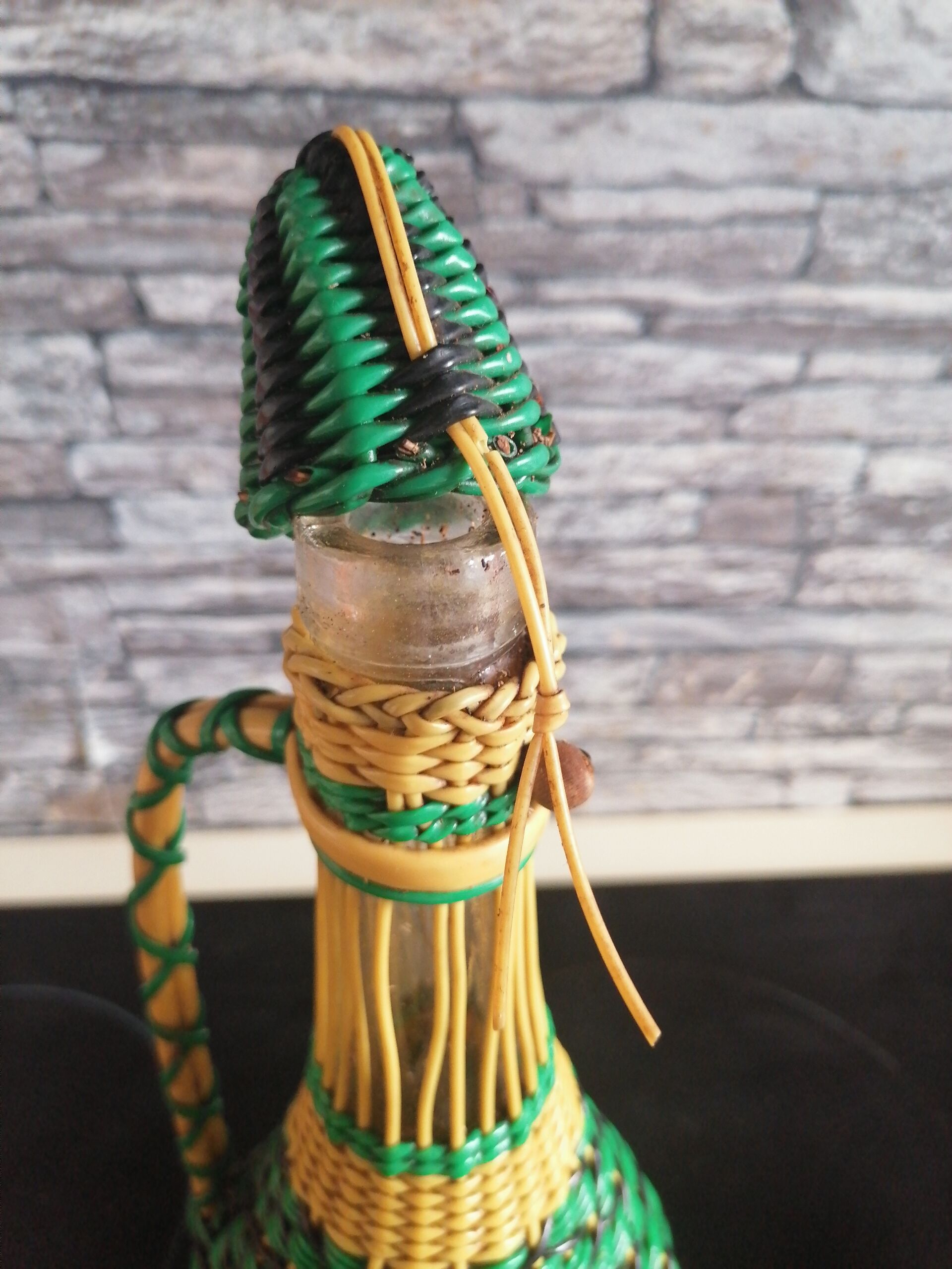 Bottle carafe scoubidou 1950 60