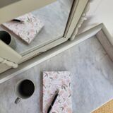 Antique wooden dressing table with marble top and mirror.