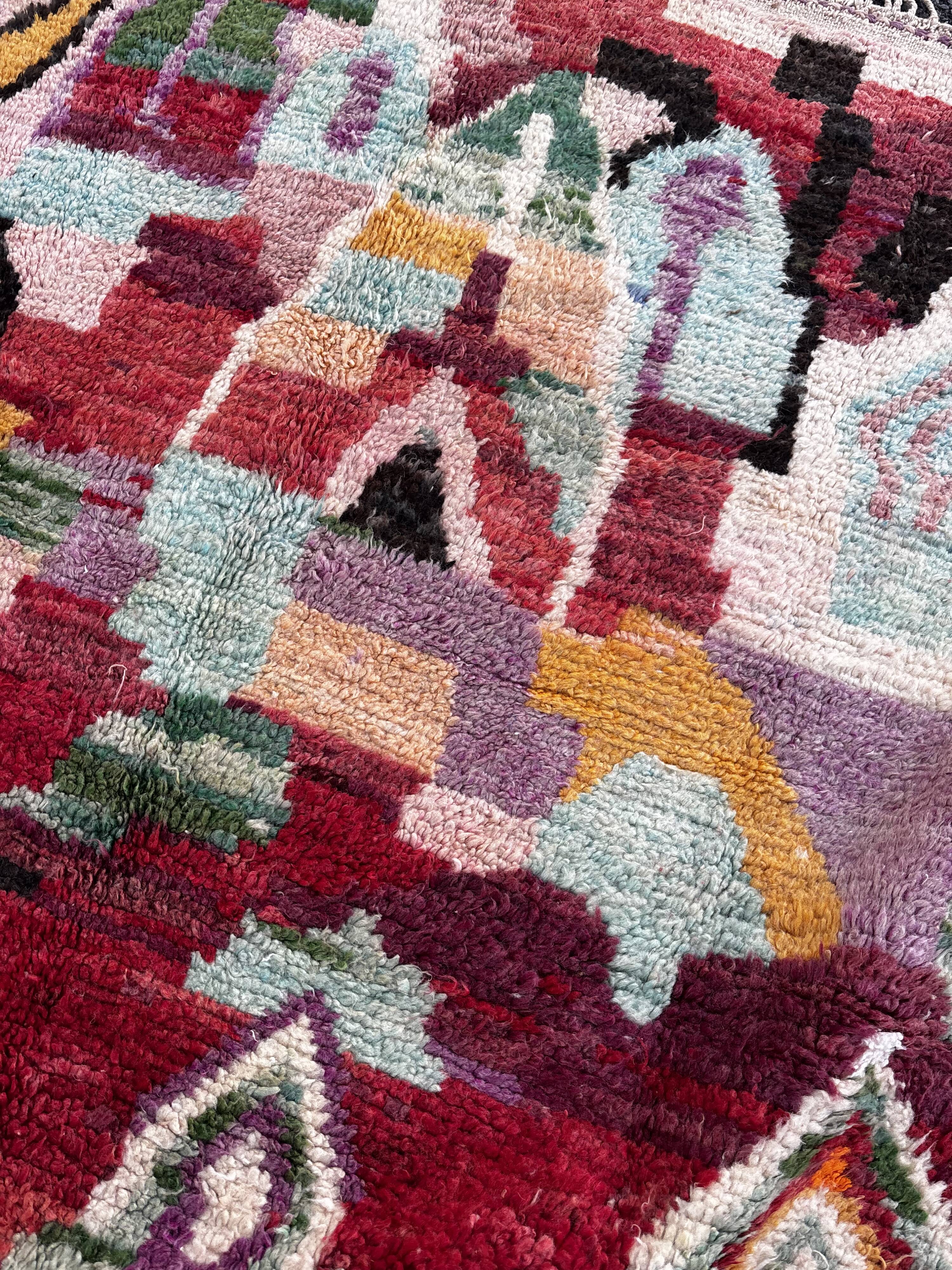 Vintage Moroccan Boujad rug in wool / handmade in Morocco
