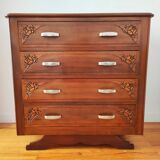 Art Deco chest of drawers in solid walnut
