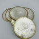 Set of 6 coasters in mother-of-pearl and brass