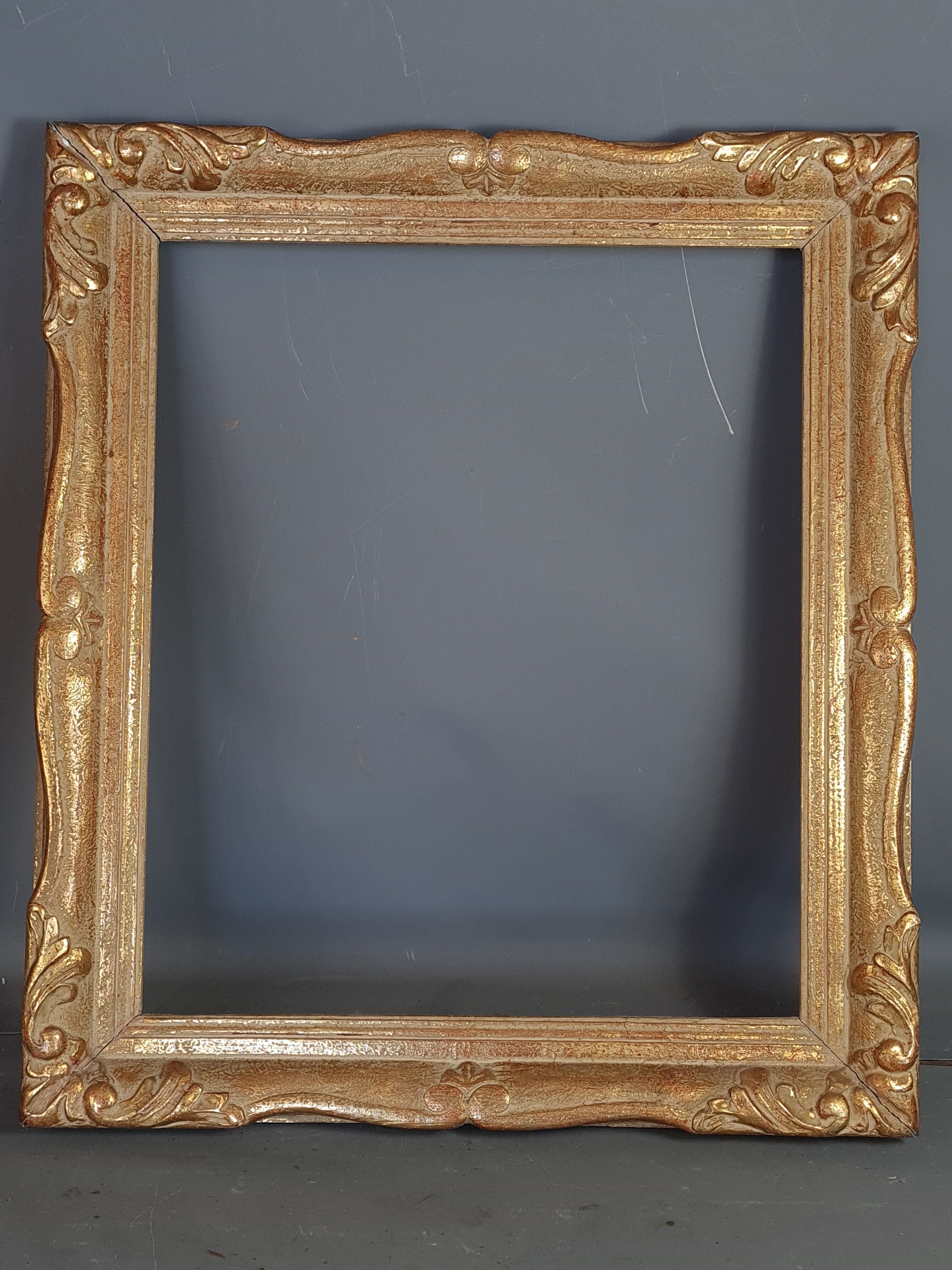 Old frame louis XV style gilded stucco wood 62.5x55 foliage 50.9x43.5 cm SB